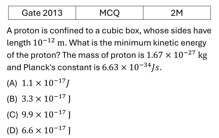GATE 2013 Potential Well previous year question GATE_2013_Q40