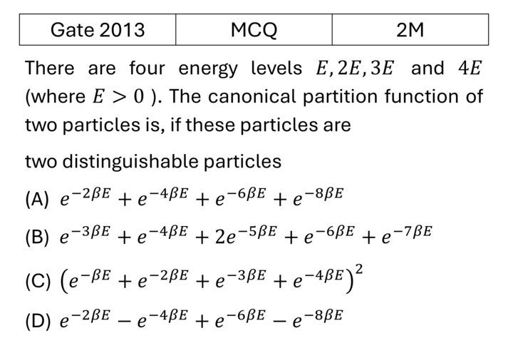GATE 2013 Canonical Ensemble previous year question GATE_2013_Q49
