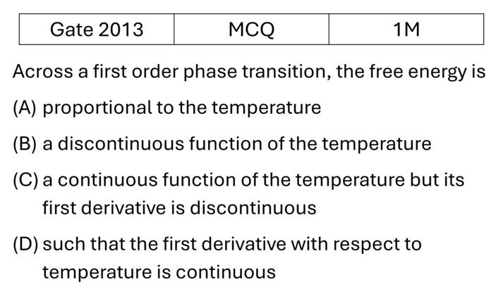 GATE 2013 Phase transition previous year question GATE_2013_Q5