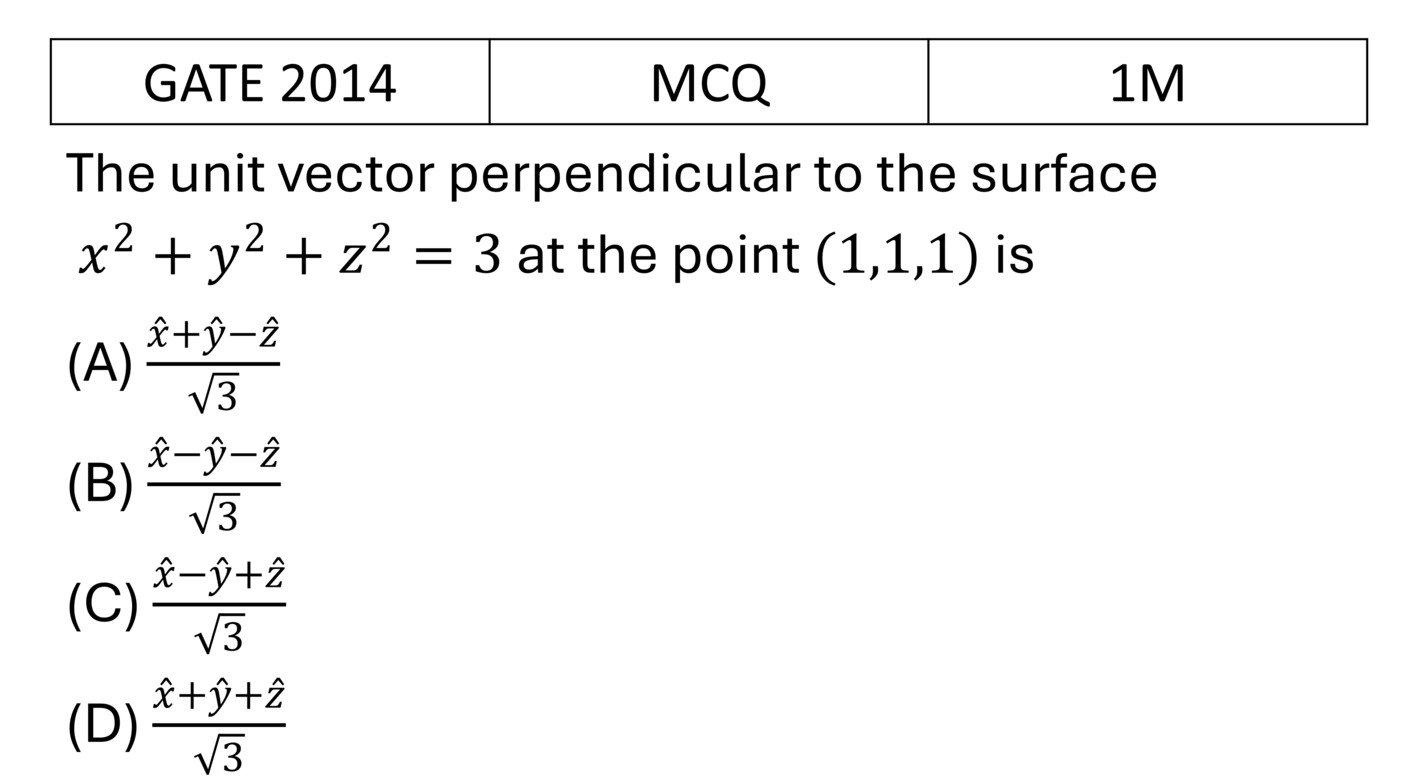 GATE 2014 Vector Analysis previous year question GATE_2014_Q11