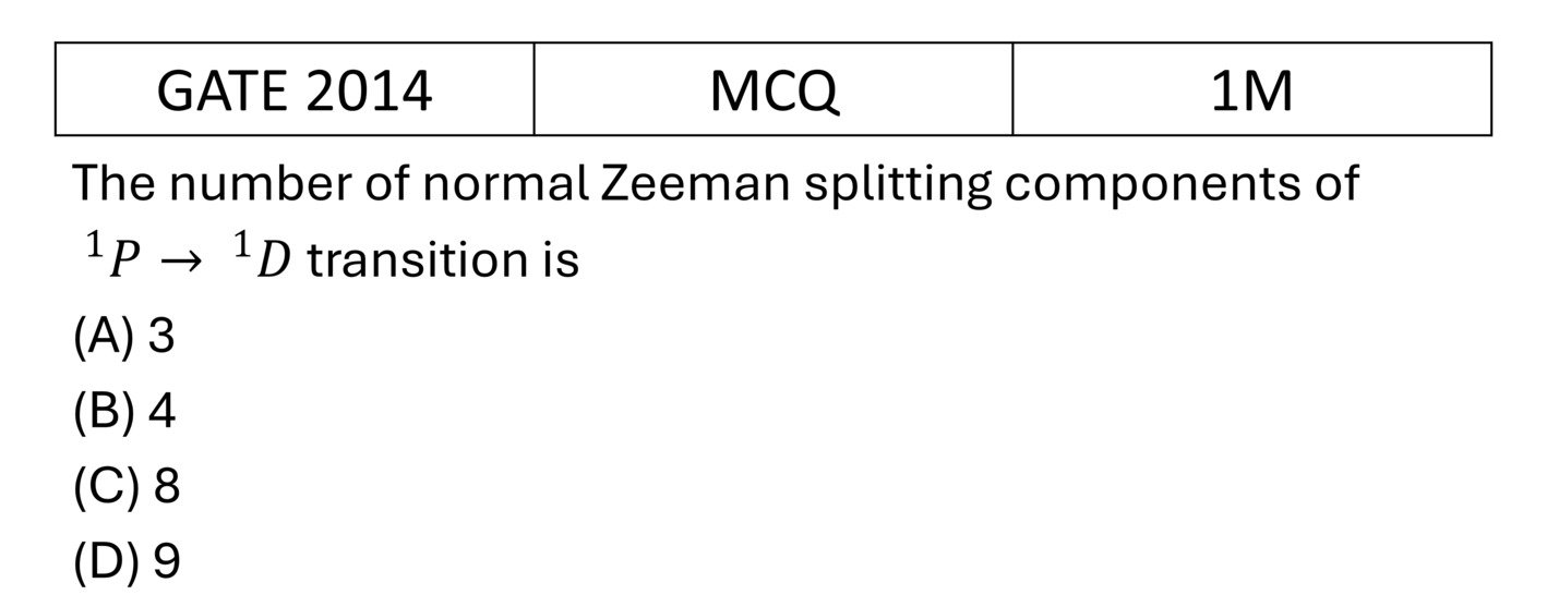 GATE 2014 Effects in atomic physics previous year question GATE_2014_Q13