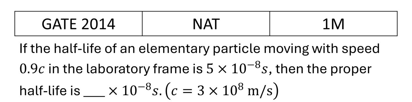 GATE 2014 Special theory of relativity previous year question GATE_2014_Q14