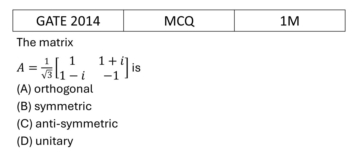 GATE 2014 Matrices previous year question GATE_2014_Q18