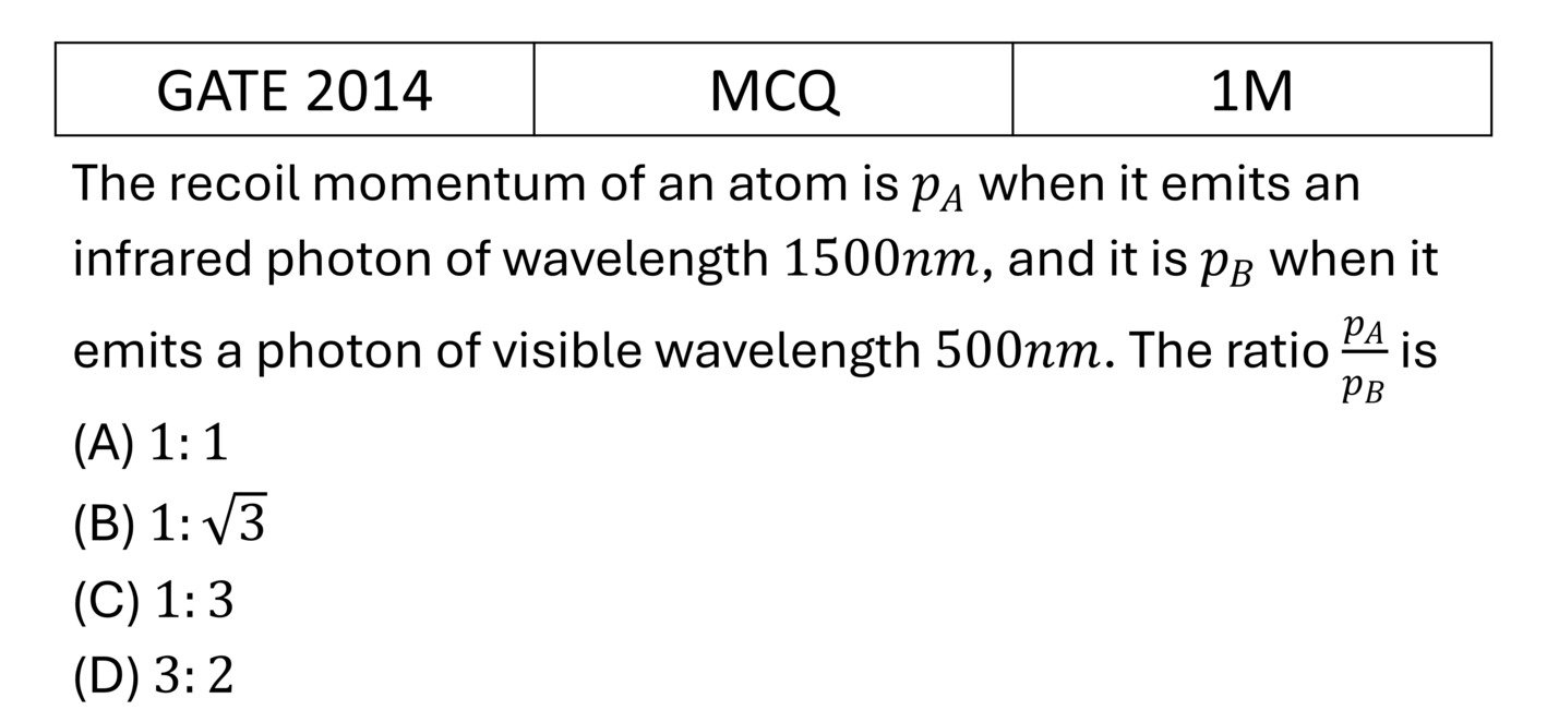 GATE 2014 Basics Quantum Mechanics previous year question GATE_2014_Q19