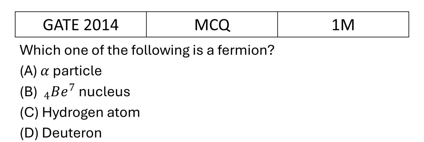 GATE 2014 Quantum Statistical Mechanics previous year question GATE_2014_Q26