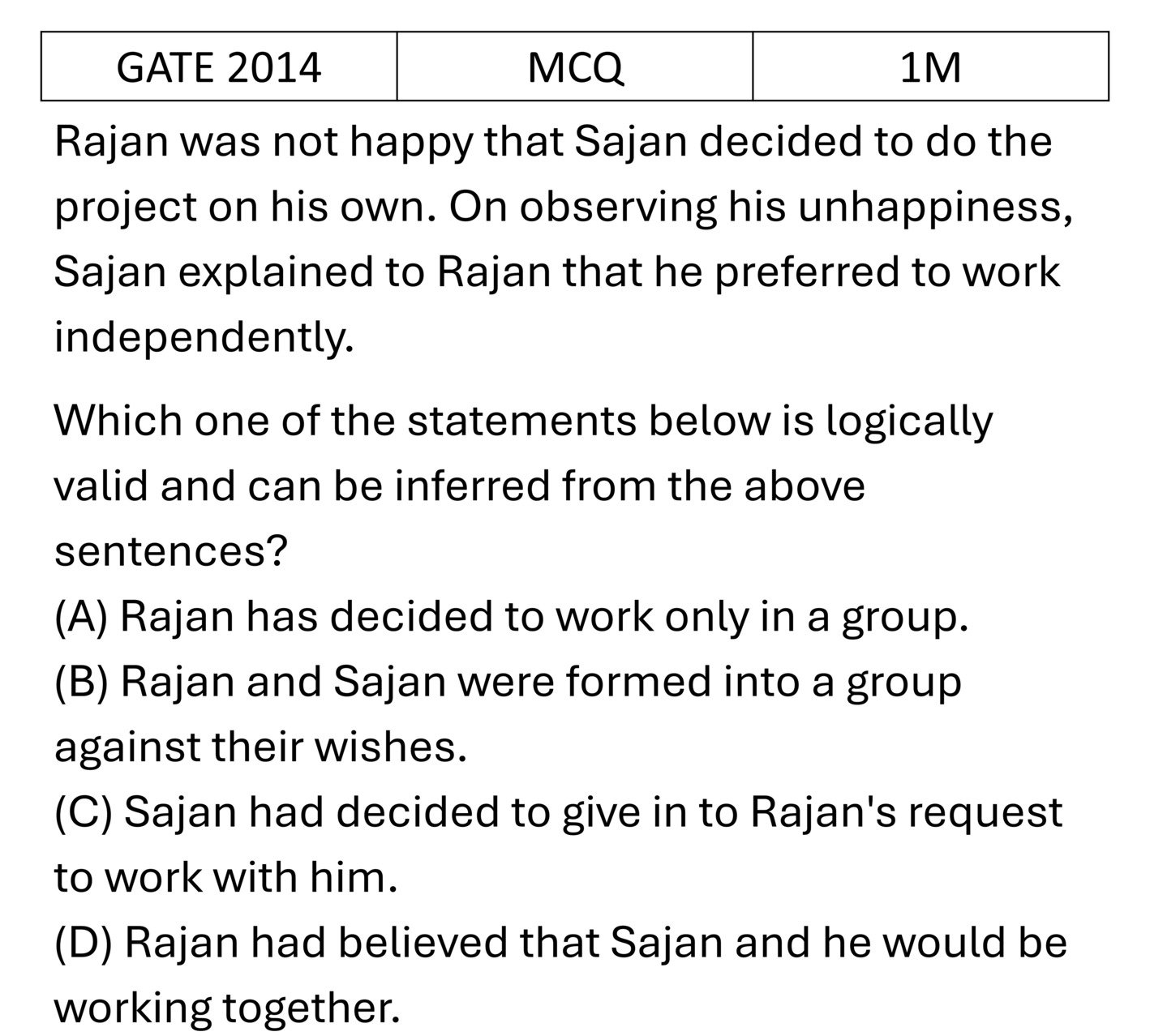 GATE 2014 Reasoning previous year question GATE_2014_Q3