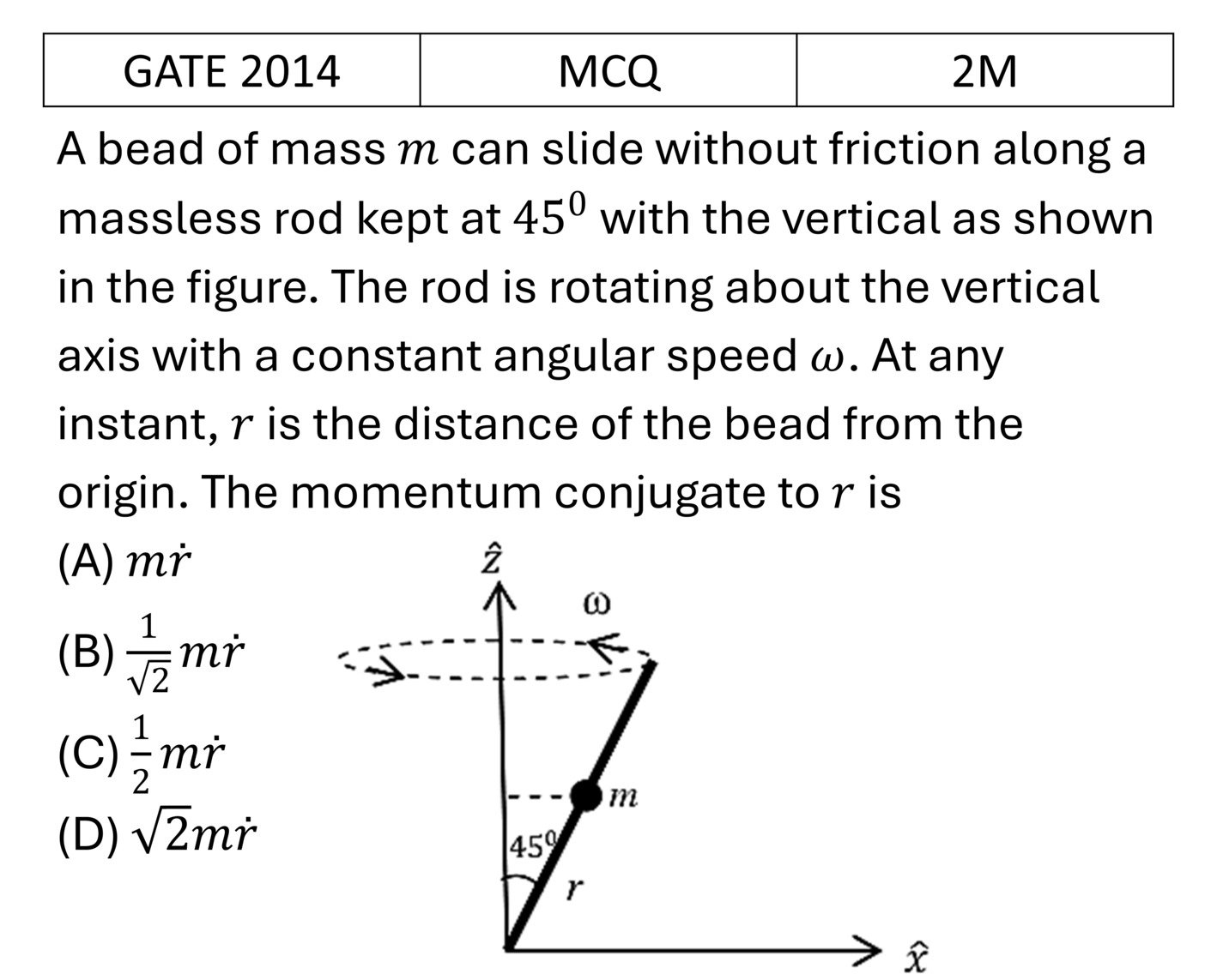 GATE 2014 Lagrangian and Hamiltonian previous year question GATE_2014_Q36