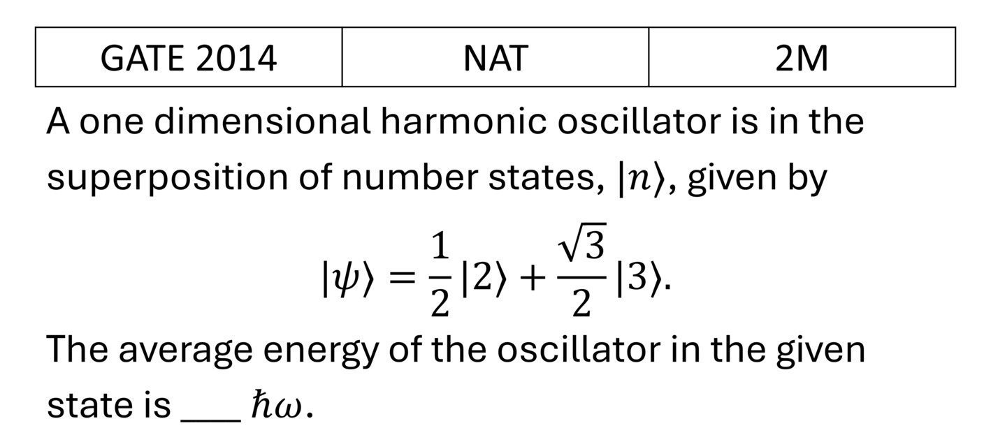 GATE 2014 Quantum Harmonic Oscillator previous year question GATE_2014_Q60