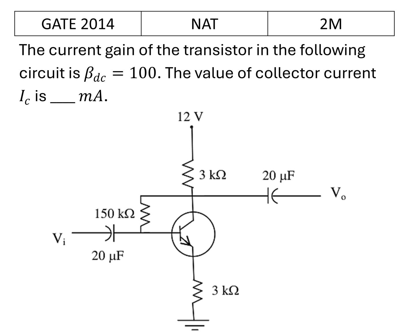 GATE 2014 Transistors previous year question GATE_2014_Q62