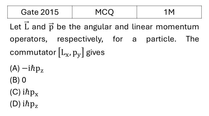 GATE 2015 Orbital angular Momentum and Hydrogen atom previous year question GATE_2015_Q14