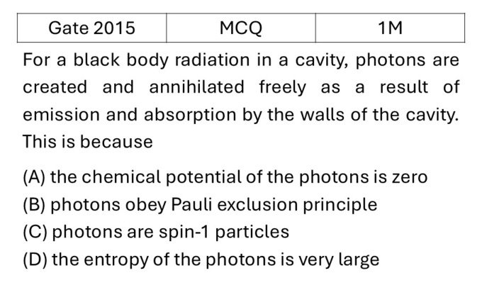 GATE 2015 Quantum Statistical Mechanics previous year question GATE_2015_Q22