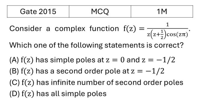 GATE 2015 Complex Analysis previous year question GATE_2015_Q26