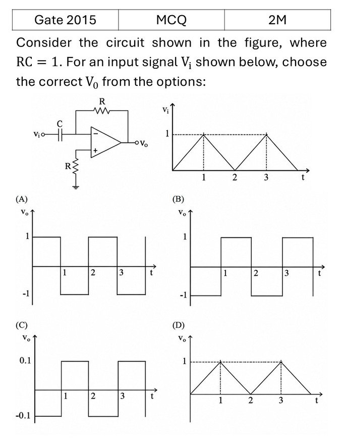 GATE 2015 OPAMP previous year question GATE_2015_Q44