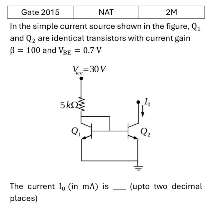 GATE 2015 Transistors previous year question GATE_2015_Q46