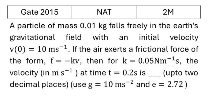GATE 2015 Basic Mechanics previous year question GATE_2015_Q53