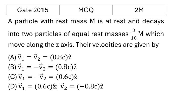 GATE 2015 Special theory of relativity previous year question GATE_2015_Q57