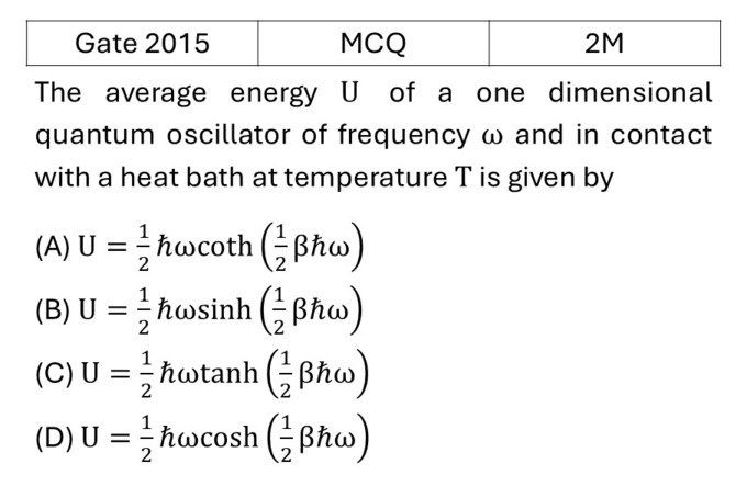 GATE 2015 Canonical Ensemble previous year question GATE_2015_Q62