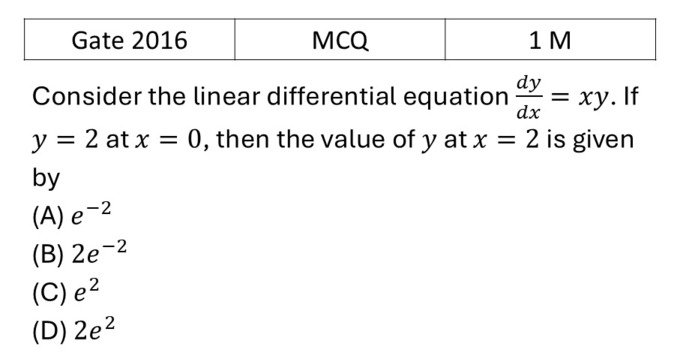 GATE 2016 Differential Equations previous year question GATE_2016_Q11