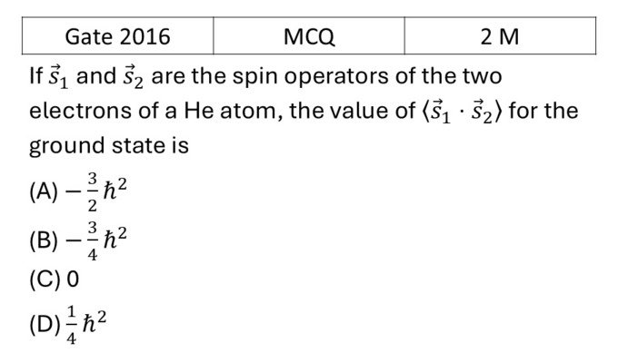 GATE 2016 Effects in atomic physics previous year question GATE_2016_Q39