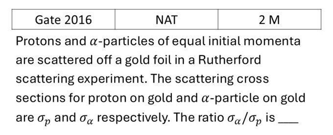 GATE 2016 Nuclear Force, deuteron problem and scattering previous year question GATE_2016_Q53