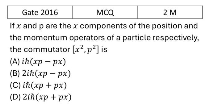 GATE 2016 Basics Quantum Mechanics previous year question GATE_2016_Q58
