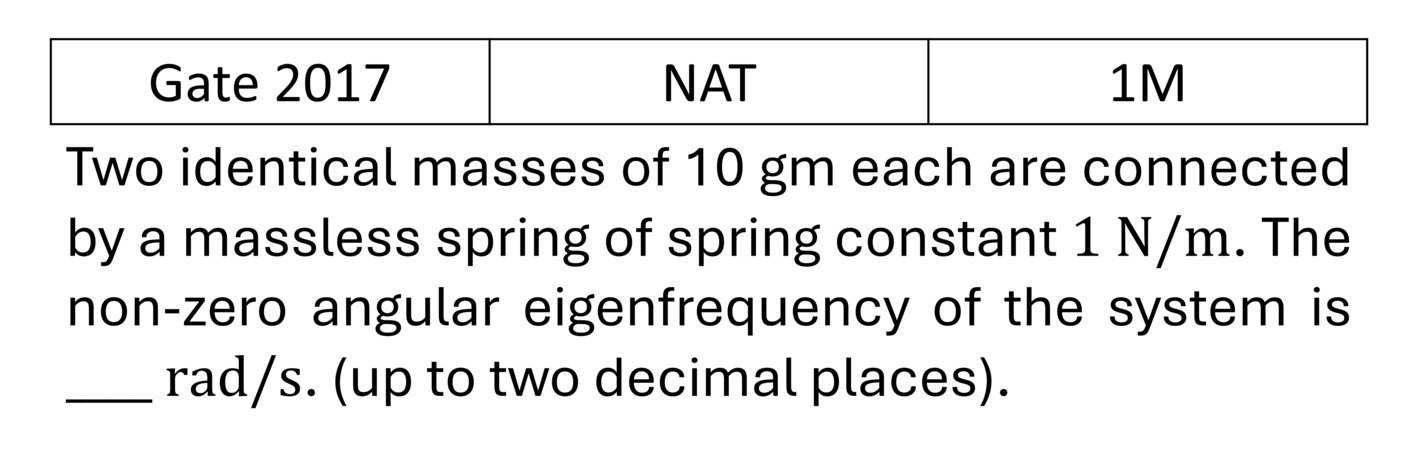 GATE 2017 Small Oscillations previous year question GATE_2017_Q11