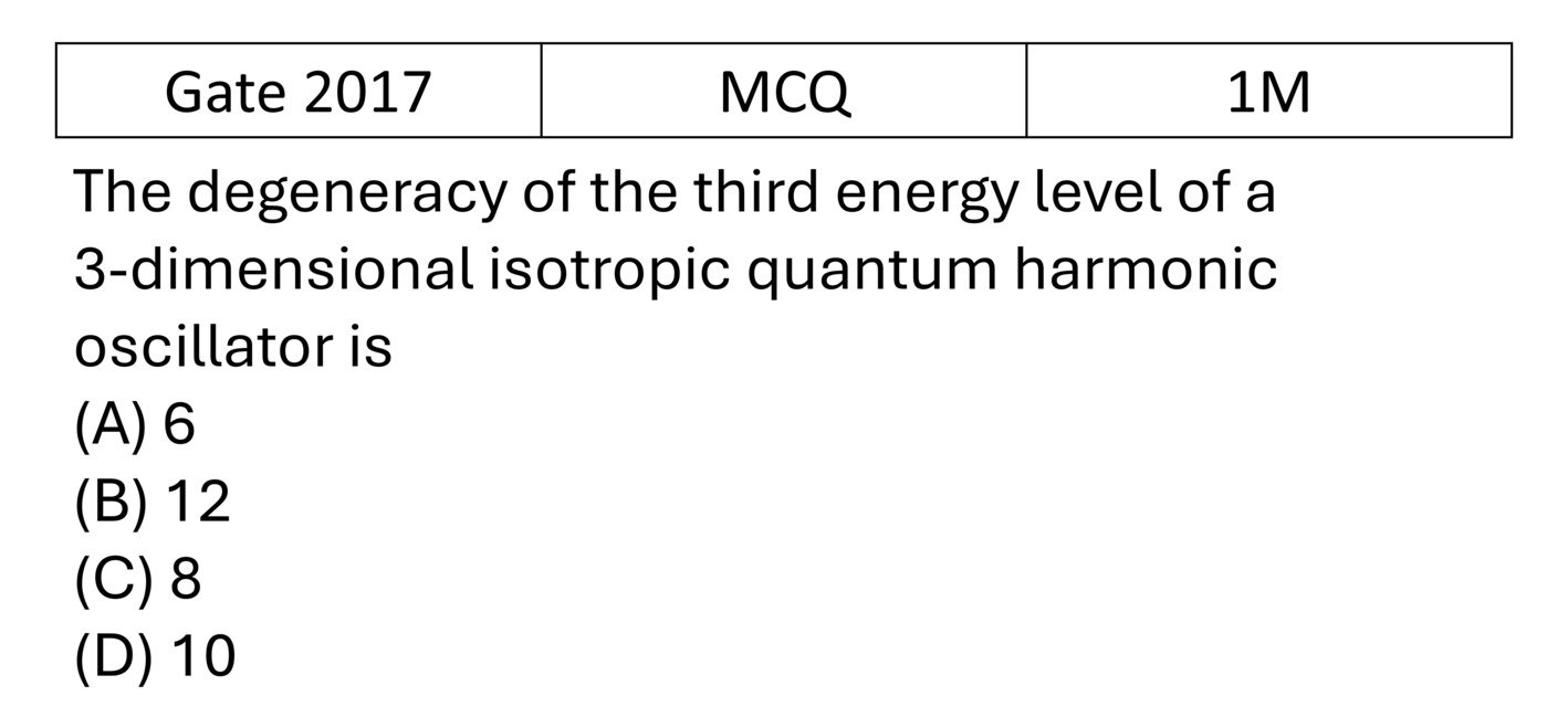 GATE 2017 Quantum Harmonic Oscillator previous year question GATE_2017_Q22