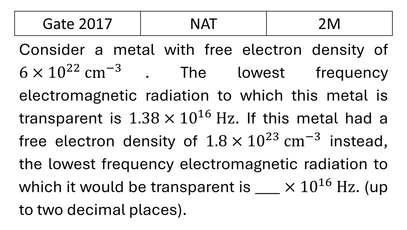 GATE 2017 Plasma previous year question GATE_2017_Q36