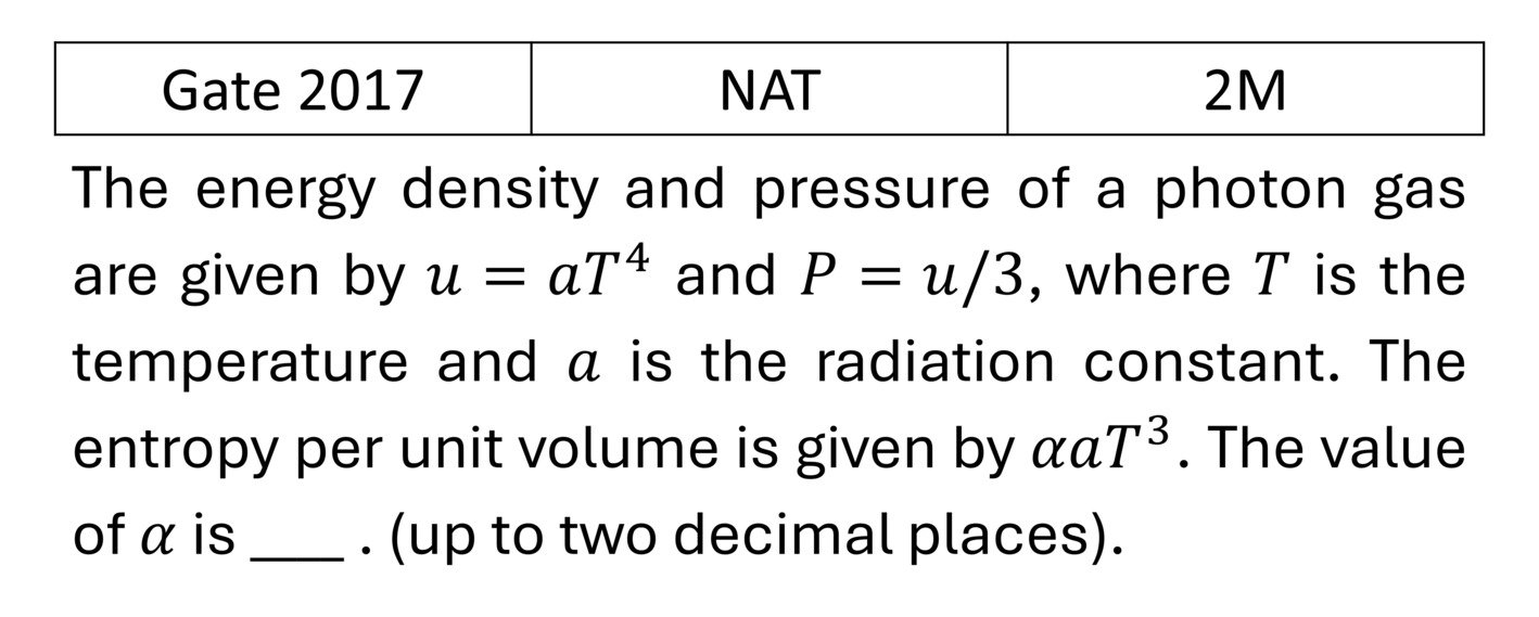 GATE 2017 Quantum Statistical Mechanics previous year question GATE_2017_Q43
