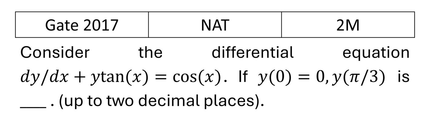 GATE 2017 Differential Equations previous year question GATE_2017_Q54