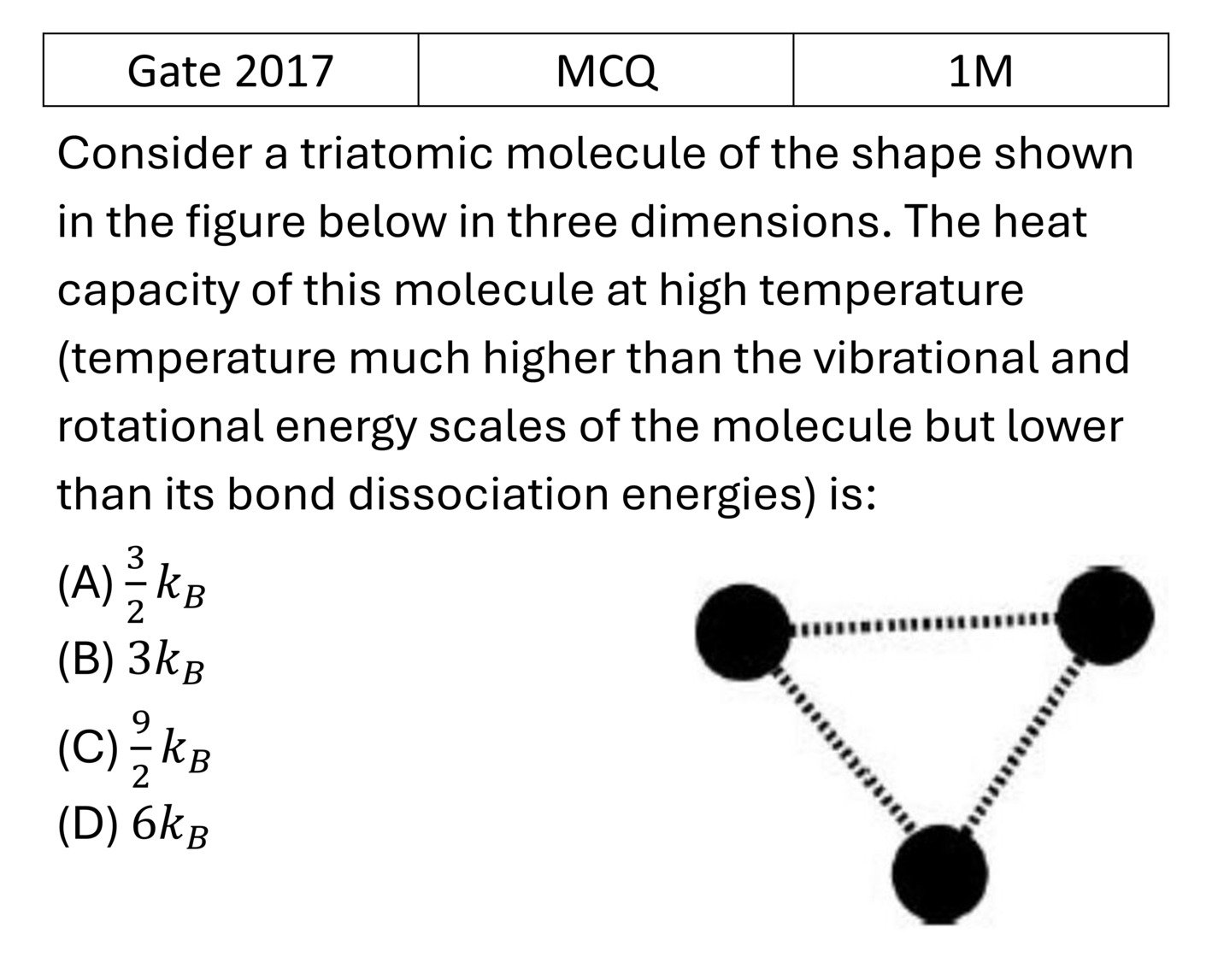 GATE 2017 Kinetic theory of gases previous year question GATE_2017_Q9
