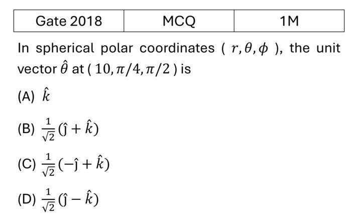 GATE 2018 Vector Analysis previous year question GATE_2018_Q14