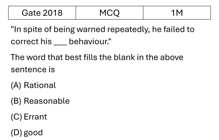 GATE 2018 English previous year question GATE_2018_Q2
