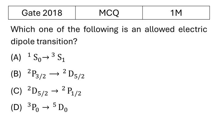 GATE 2018 Effects in atomic physics previous year question GATE_2018_Q27