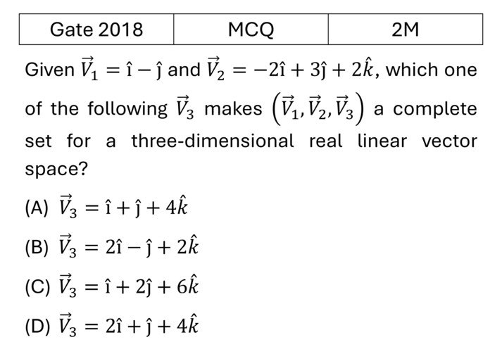 GATE 2018 Vector Analysis previous year question GATE_2018_Q36