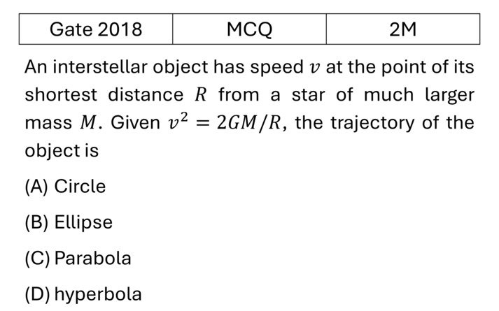 GATE 2018 Central forces previous year question GATE_2018_Q37