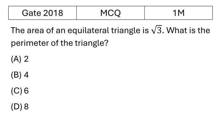 GATE 2018 Geometry previous year question GATE_2018_Q4