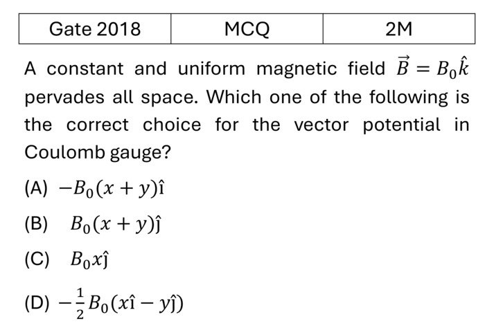 GATE 2018 Relativistic EMT previous year question GATE_2018_Q40