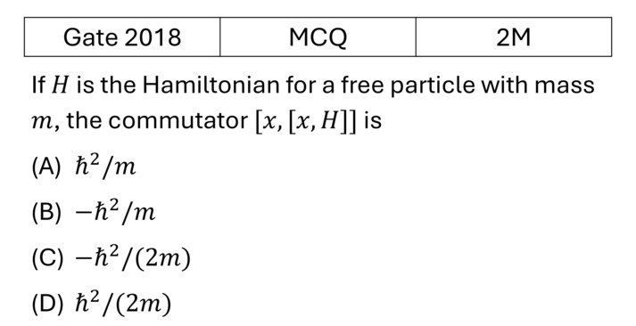 GATE 2018 Basics Quantum Mechanics previous year question GATE_2018_Q41