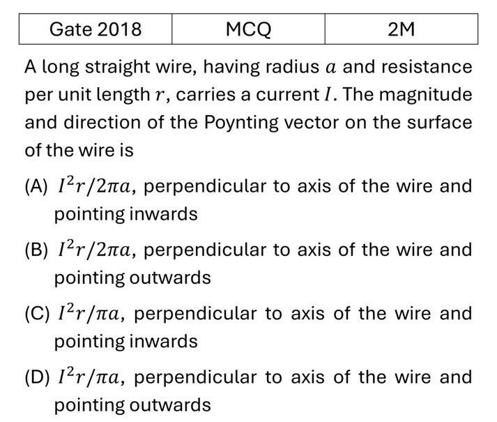 GATE 2018 EM Waves previous year question GATE_2018_Q42