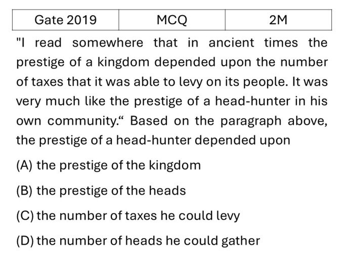 GATE 2019 Reasoning previous year question GATE_2019_Q10