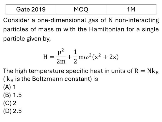 GATE 2019 Kinetic theory of gases previous year question GATE_2019_Q15