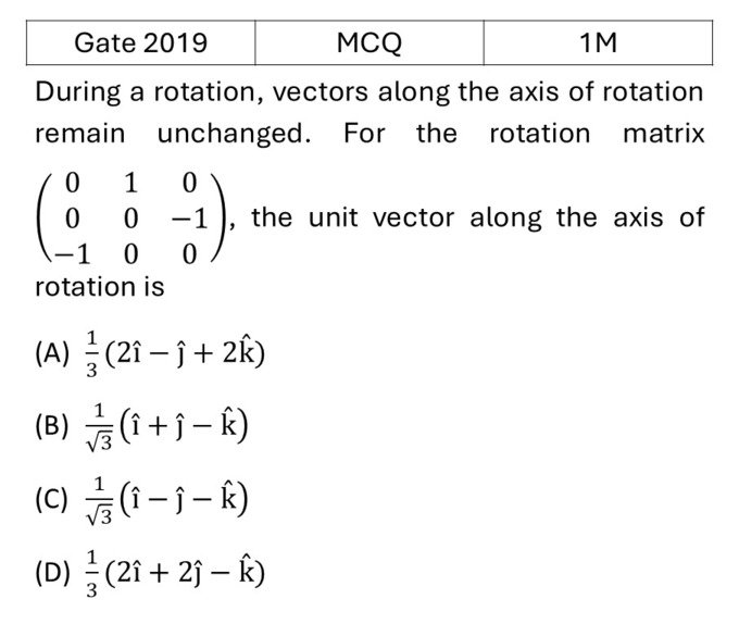 GATE 2019 Matrices previous year question GATE_2019_Q18