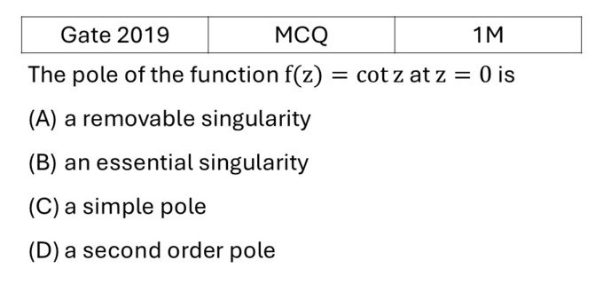 GATE 2019 Complex Analysis previous year question GATE_2019_Q22