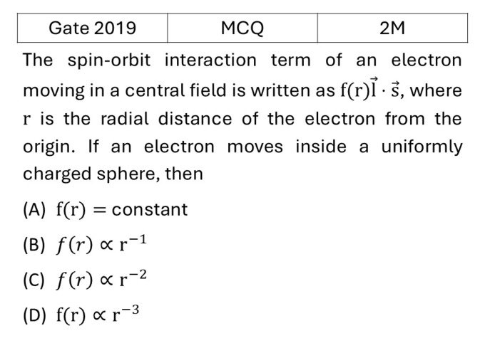 GATE 2019 Effects in atomic physics previous year question GATE_2019_Q45