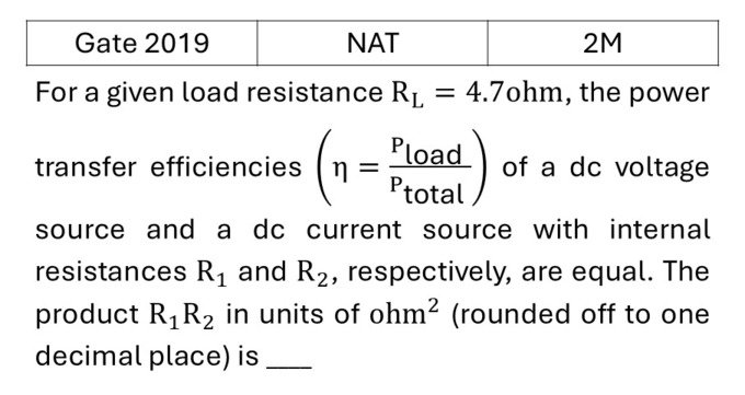 GATE 2019 Basic Electronics previous year question GATE_2019_Q53