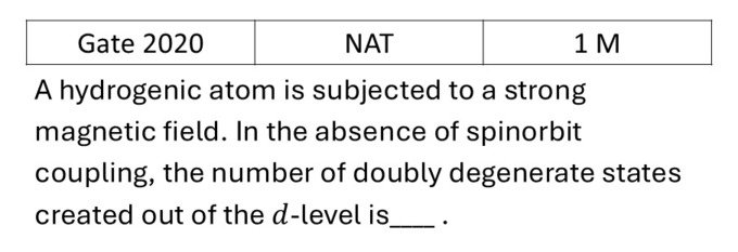 GATE 2020 Effects in atomic physics previous year question GATE_2020_Q30