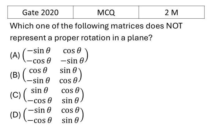 GATE 2020 Matrices previous year question GATE_2020_Q42