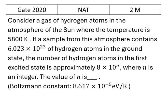 GATE 2020 Canonical Ensemble previous year question GATE_2020_Q63
