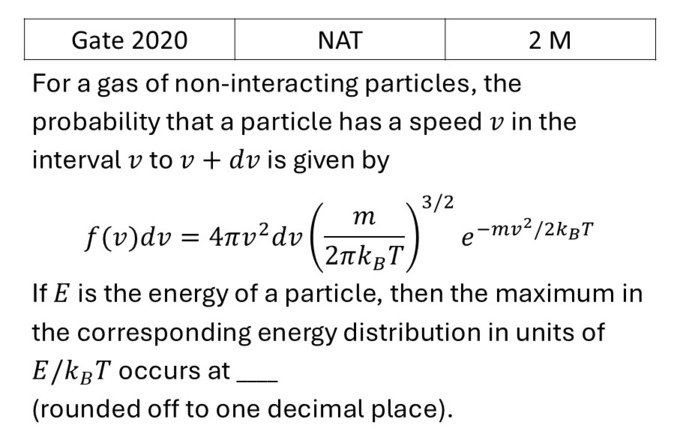 GATE 2020 Kinetic theory of gases previous year question GATE_2020_Q64